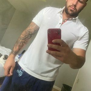 Burberry Polo Shirt White Men's Size L Large